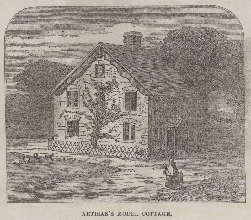 Le mouvement des cottages suburbains des artisans (gravure) - English School