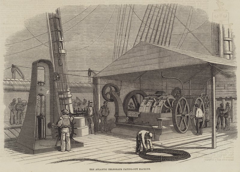 La machine de paiement du télégraphe atlantique (gravure) - English School