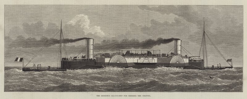 Le navire-salon Bessemer pour traverser la Manche (gravure) - English School