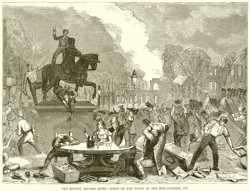 Les Émeutes Réformistes de Bristol - Scène de la Nuit du 30 Octobre 1831 - English School