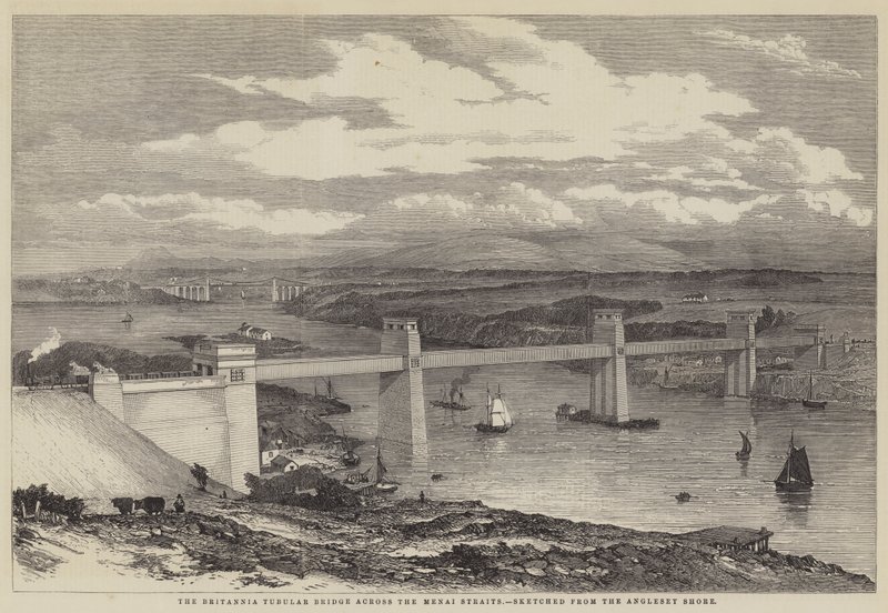 Pont tubulaire Britannia à travers le détroit de Menai - English School