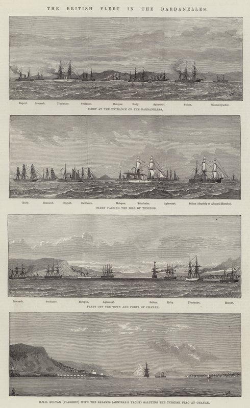 La flotte britannique dans les Dardanelles (gravure) - English School
