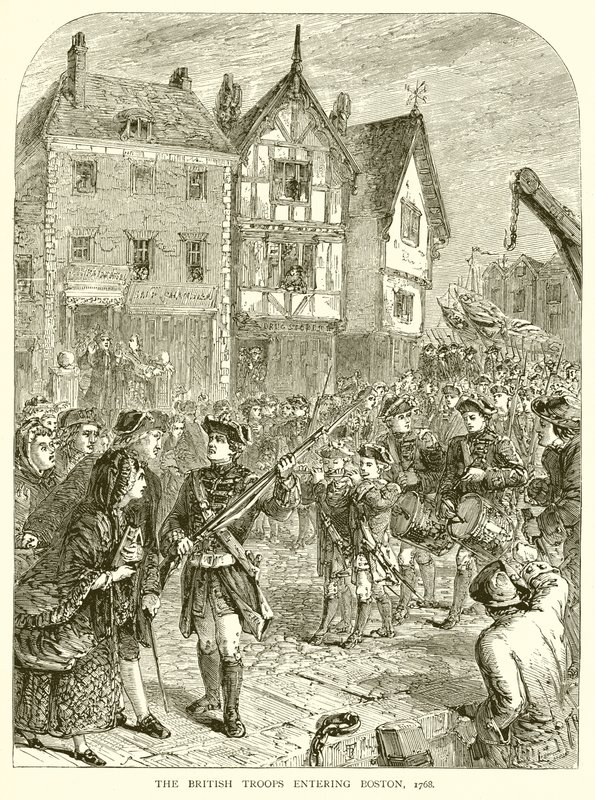 Les troupes britanniques entrant à Boston, 1768 - English School