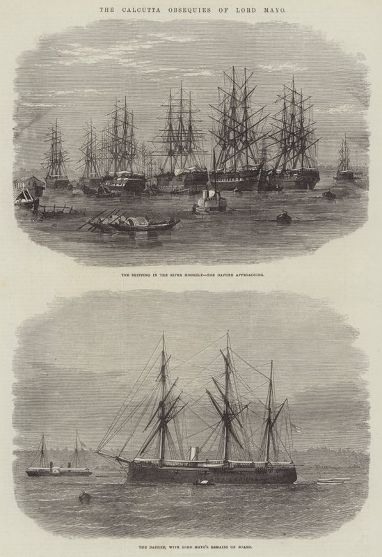 Les obsèques de Lord Mayo à Calcutta (gravure) - English School