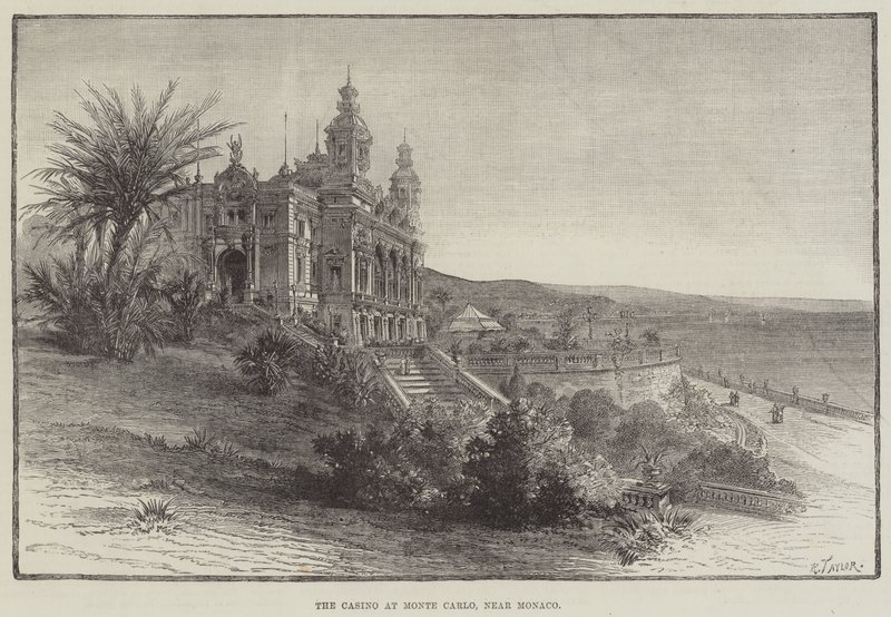 Le Casino de Monte Carlo, près de Monaco (gravure) - English School