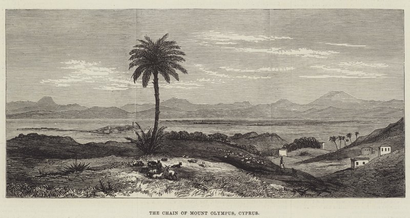 La chaîne du mont Olympe, Chypre (gravure) - English School