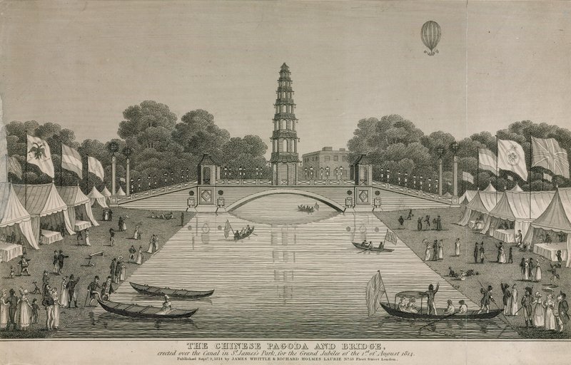 La pagode chinoise et le pont érigés sur le canal à St James