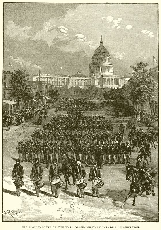 La scène finale de la guerre - Grand défilé militaire à Washington - English School