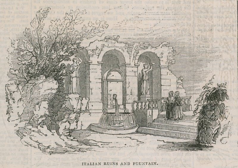 Le Colosseum - Ruines italiennes et fontaine - English School
