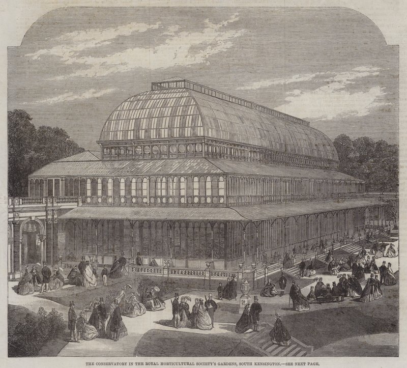 La serre dans les jardins de la Royal Horticultural Society, South Kensington (gravure) - English School