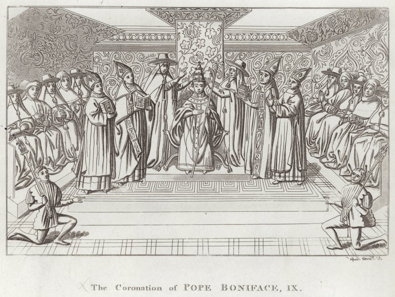 Le couronnement du pape Boniface IX - English School