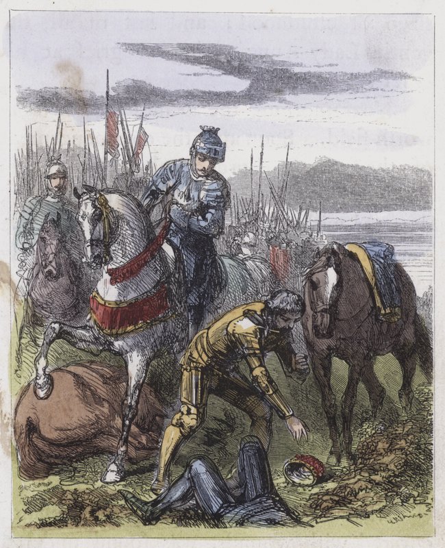 La couronne de Richard III, trouvée sur le champ de Bosworth - English School