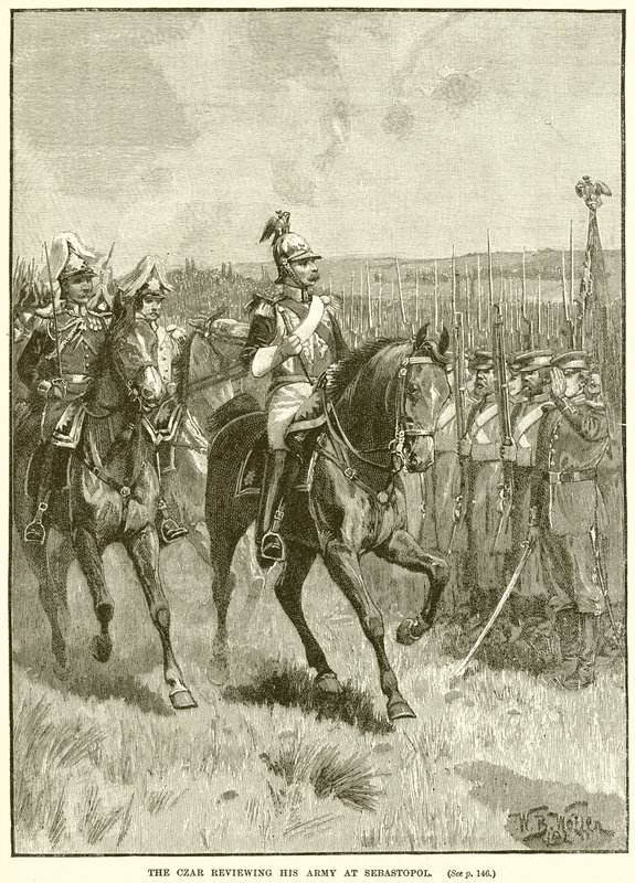 Le tsar passant en revue son armée à Sébastopol - English School