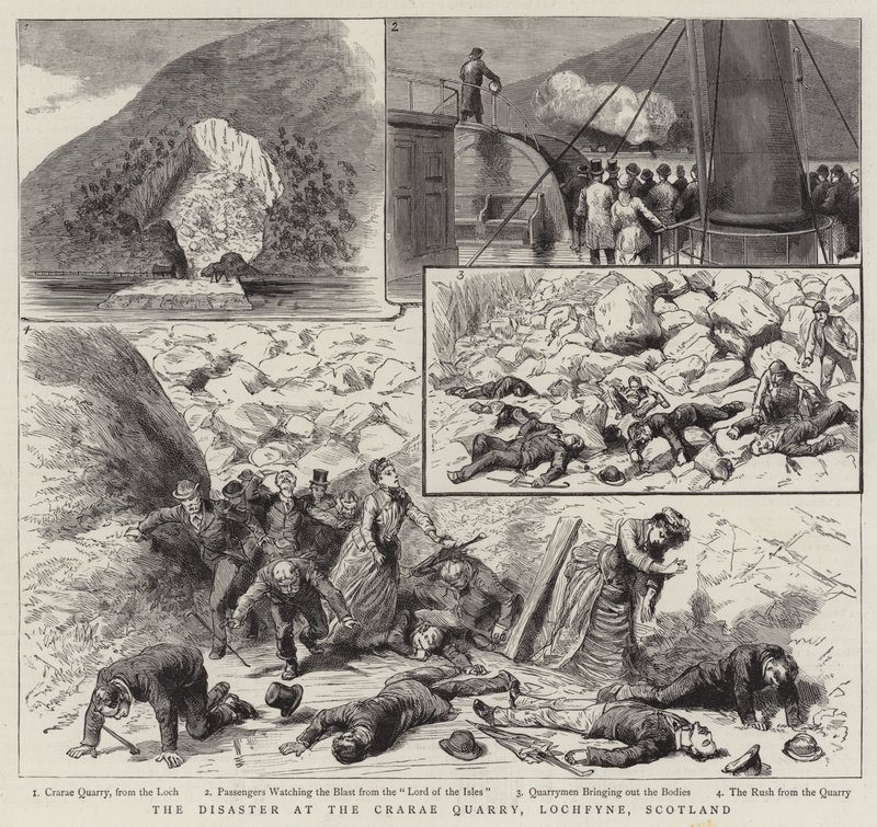 La catastrophe à la carrière de Crarae, Lochfyne, Écosse (gravure) - English School