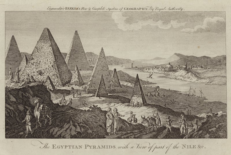 Les pyramides égyptiennes avec une vue sur une partie du Nil - English School