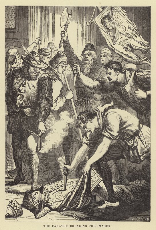 Les fanatiques brisant les images (gravure) - English School