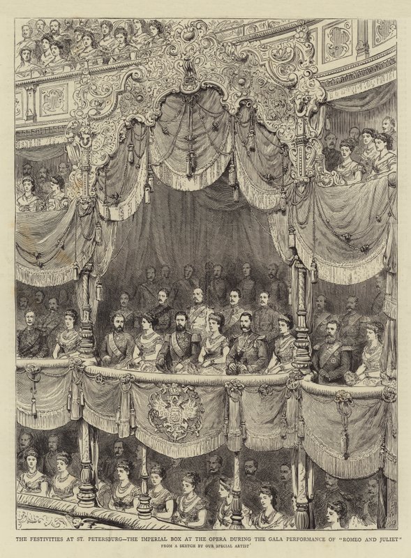 Les festivités à Saint-Pétersbourg, la loge impériale à l