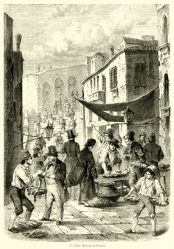 Le marché aux poissons à Venise - English School