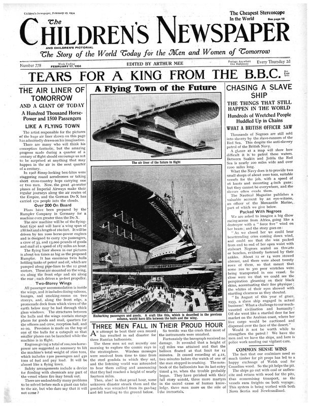La ville volante du futur, première page de 