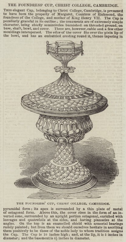 La coupe de la fondatrice, Christ College, Cambridge - English School
