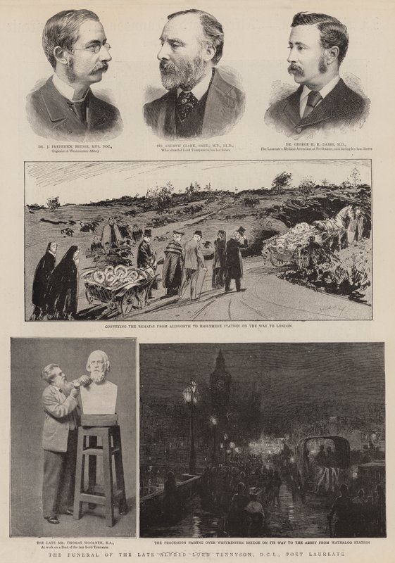 Les funérailles de feu Alfred Lord Tennyson, DCL, poète lauréat (gravure) - English School