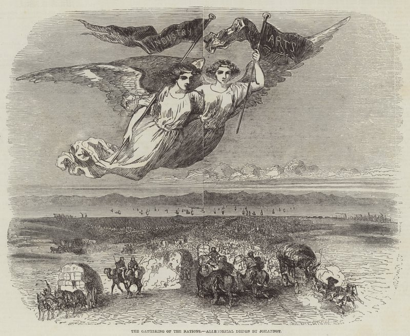 Le rassemblement des nations, dessin allégorique par Johannot (gravure) - English School