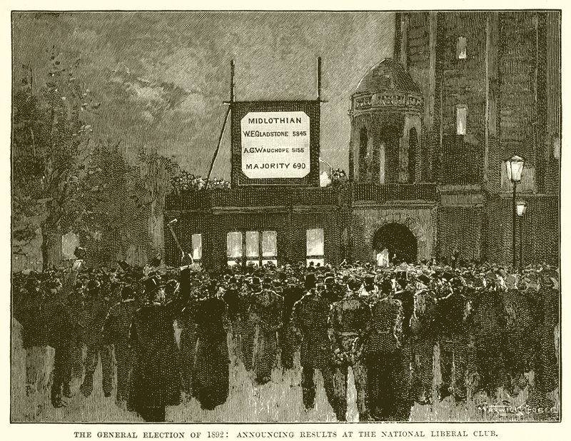 Élection Générale de 1892 : Annonce des Résultats au National Liberal Club - English School