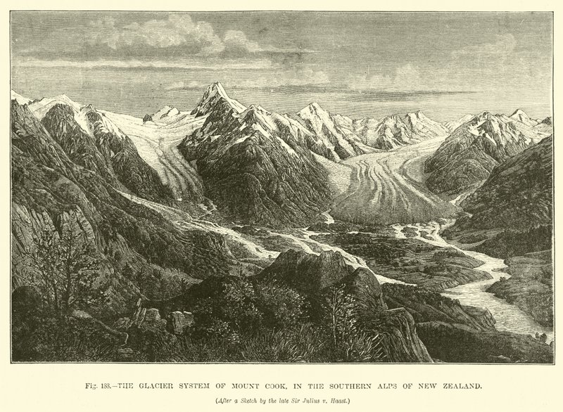 Le système glaciaire du mont Cook, dans les Alpes du Sud de la Nouvelle-Zélande - English School