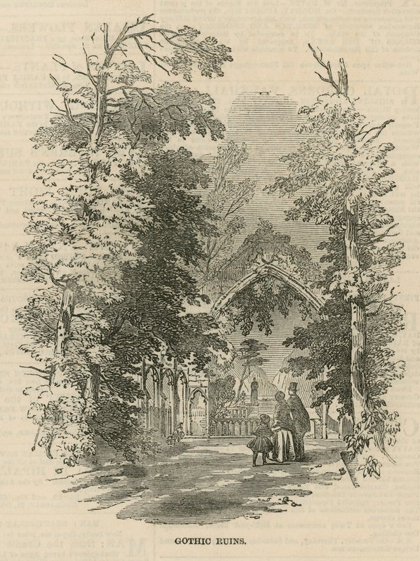 Les ruines gothiques dans les jardins de Vauxhall - English School