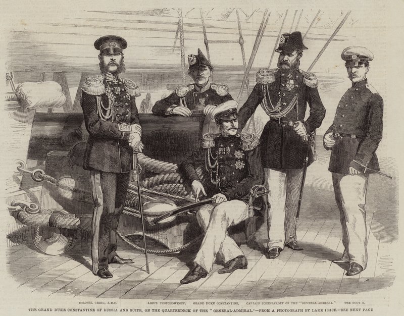 Le grand-duc Constantin de Russie et suite, sur le pont du "Général-Amiral" - English School