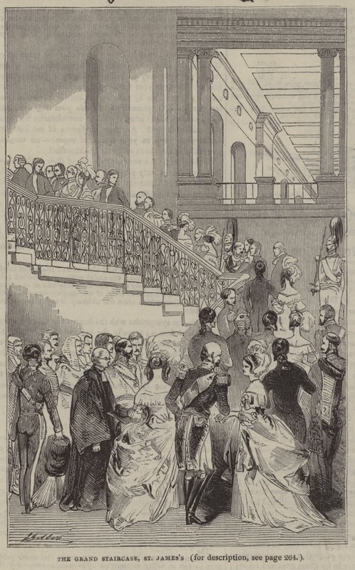 Le grand escalier, palais de St James, Londres, un salon - English School