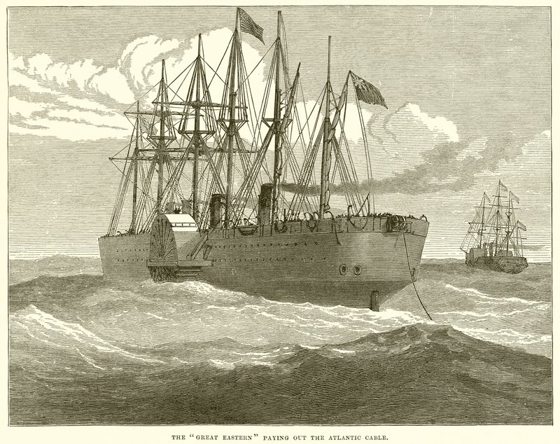 Le Great Eastern déroulant le câble atlantique - English School