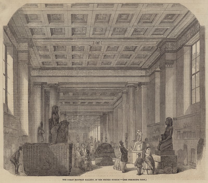 La Grande Galerie Égyptienne, au British Museum (gravure) - English School