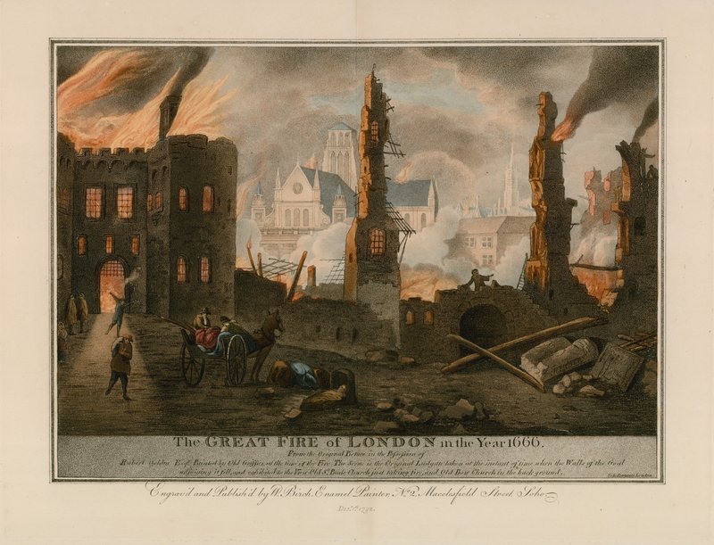 Le Grand Incendie de Londres en 1666 - English School