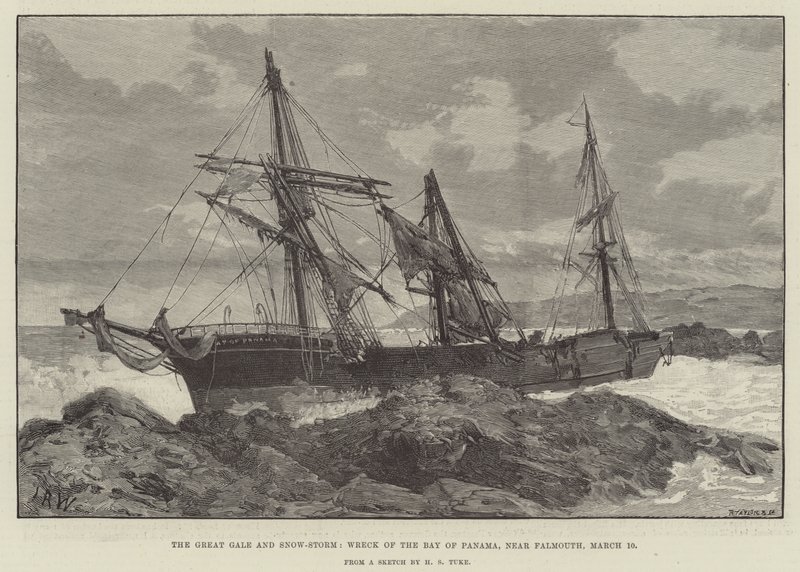 La grande tempête de neige, naufrage de la baie de Panama, près de Falmouth - English School