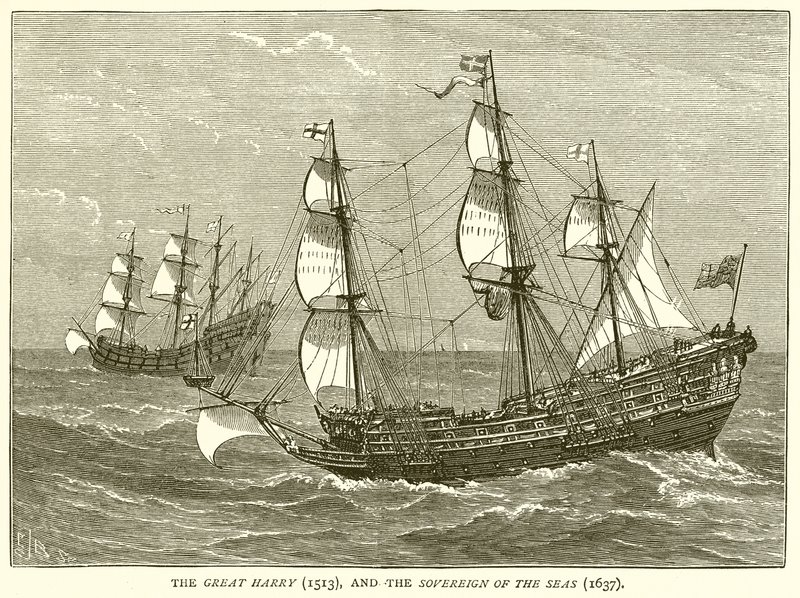 Le Grand Harry (1513) et le Souverain des Mers (1637) - English School