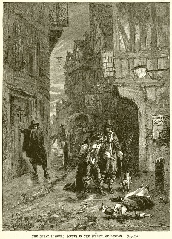 La Grande Peste : Scènes dans les rues de Londres - English School