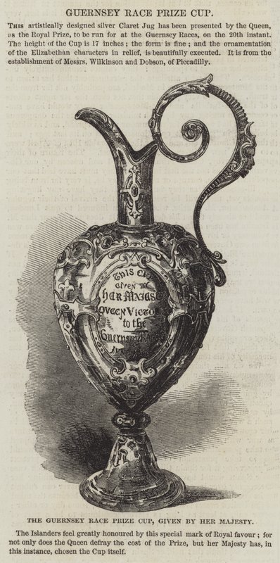 La coupe du prix de la course de Guernesey, donnée par Sa Majesté (gravure) - English School