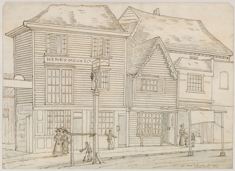 The Hare and Hounds, Islington, démoli en 1840 - English School