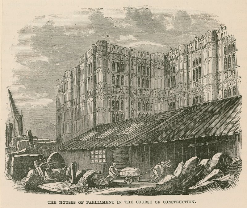 Les Chambres du Parlement en cours de construction - English School