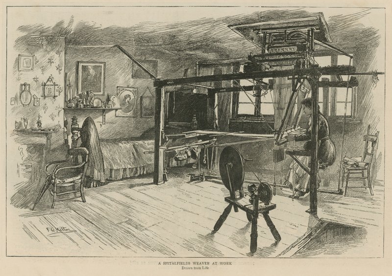 Les Huguenots en Angleterre : Un tisserand de Spitalfields au travail - English School