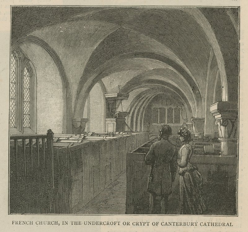Les Huguenots en Angleterre : Église française dans la crypte de la cathédrale de Canterbury - English School