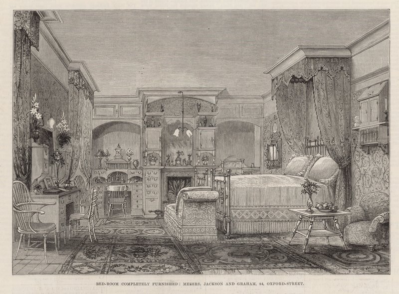 Exposition internationale de la santé : Chambre complètement meublée - English School