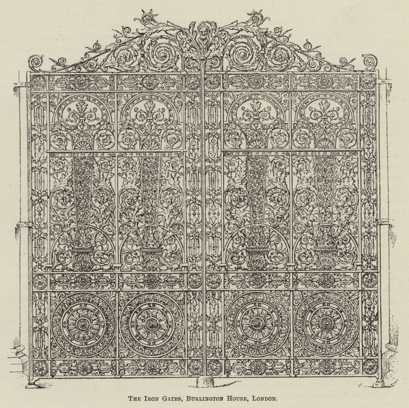 Les portes de fer, Burlington House, Londres (gravure) - English School