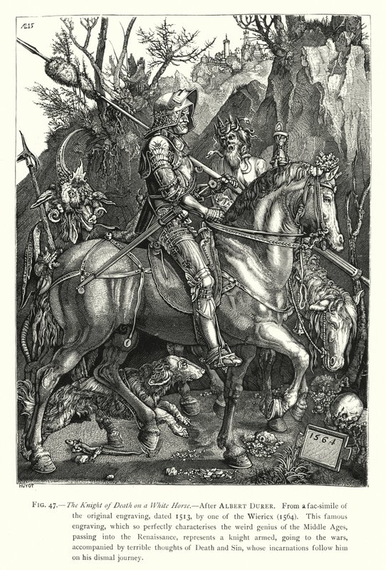 Le Chevalier de la Mort sur un cheval blanc - English School