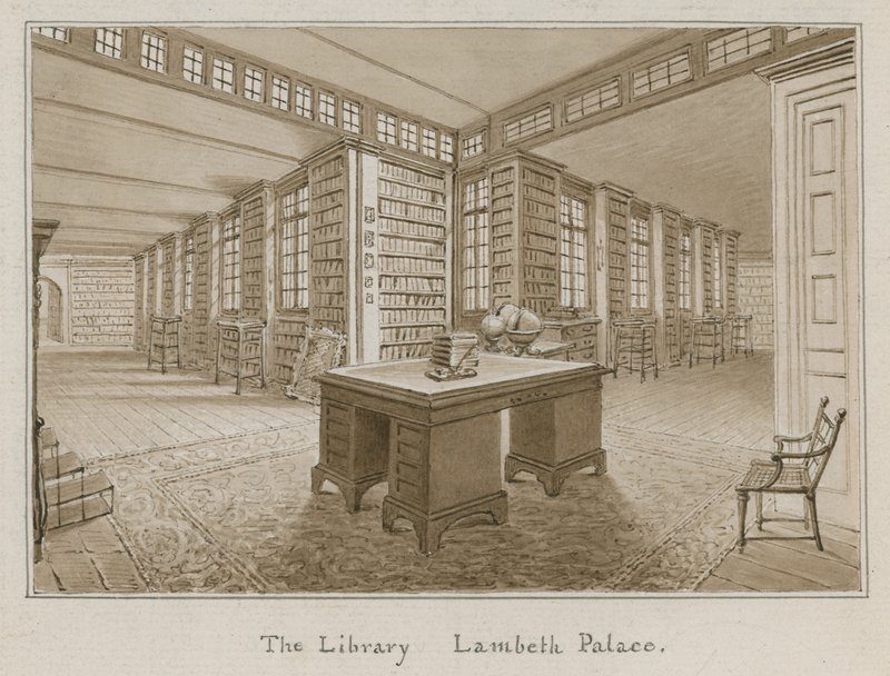 La bibliothèque, palais de Lambeth, Londres - English School