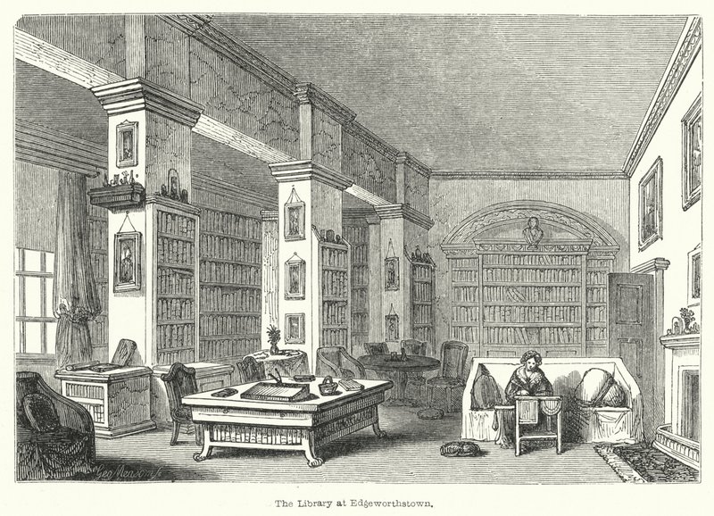 La Bibliothèque à Edgeworthstown (gravure) - English School