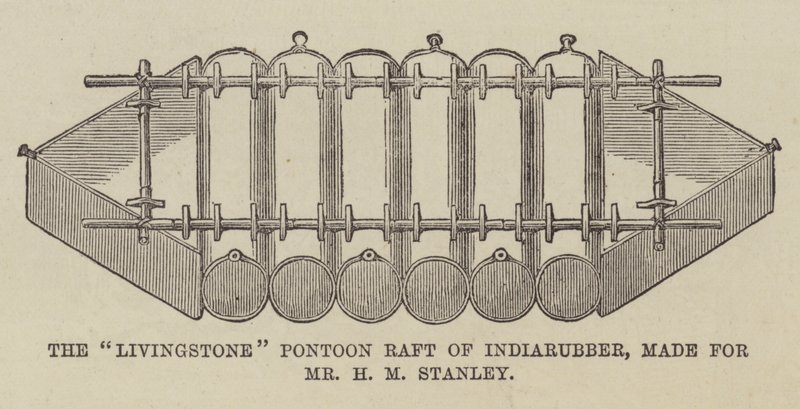 Le radeau ponton "Livingstone" en caoutchouc, fabriqué pour M. H M Stanley - English School