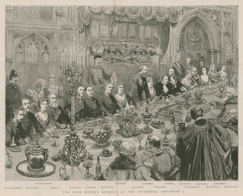 Le banquet du Lord Maire à Guildhall, Londres, 9 novembre 1887 - English School