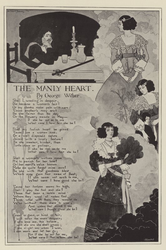 Le cœur viril, par George Wither (litho) - English School